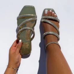 Lainey Gold Diamante Strappy Sandals