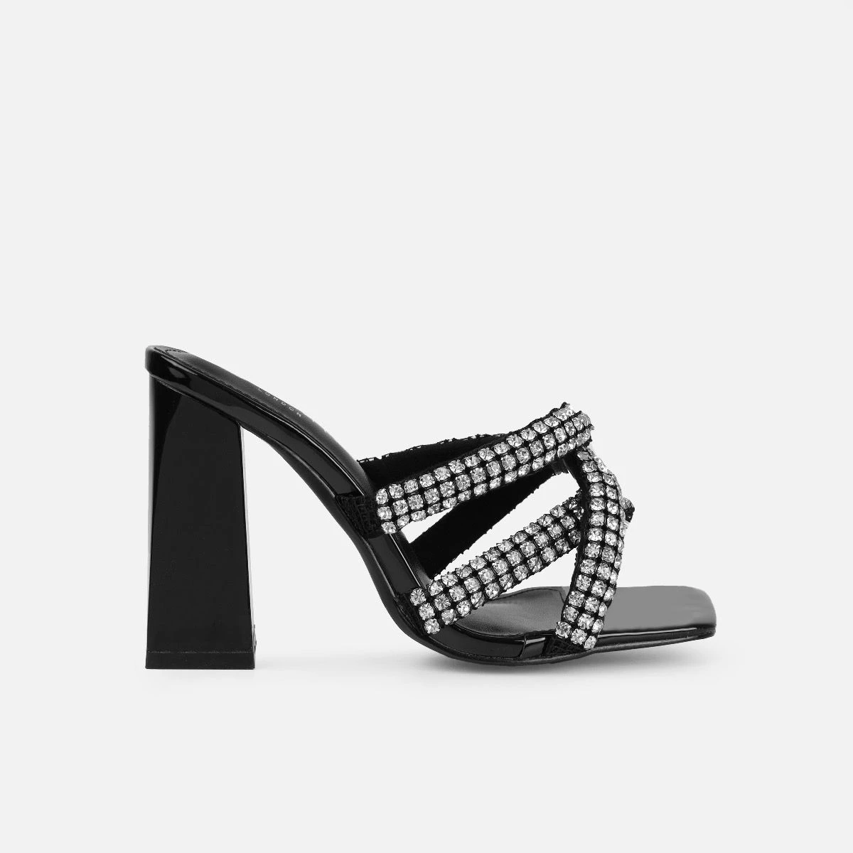 Davitah Black Diamante Block Heel Mules - Image 2