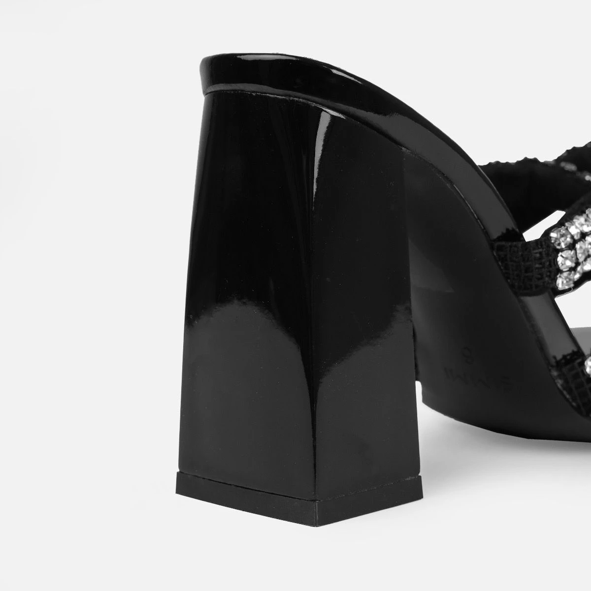 Davitah Black Diamante Block Heel Mules - Image 3