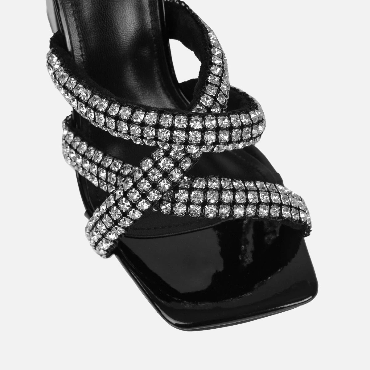 Davitah Black Diamante Block Heel Mules - Image 4