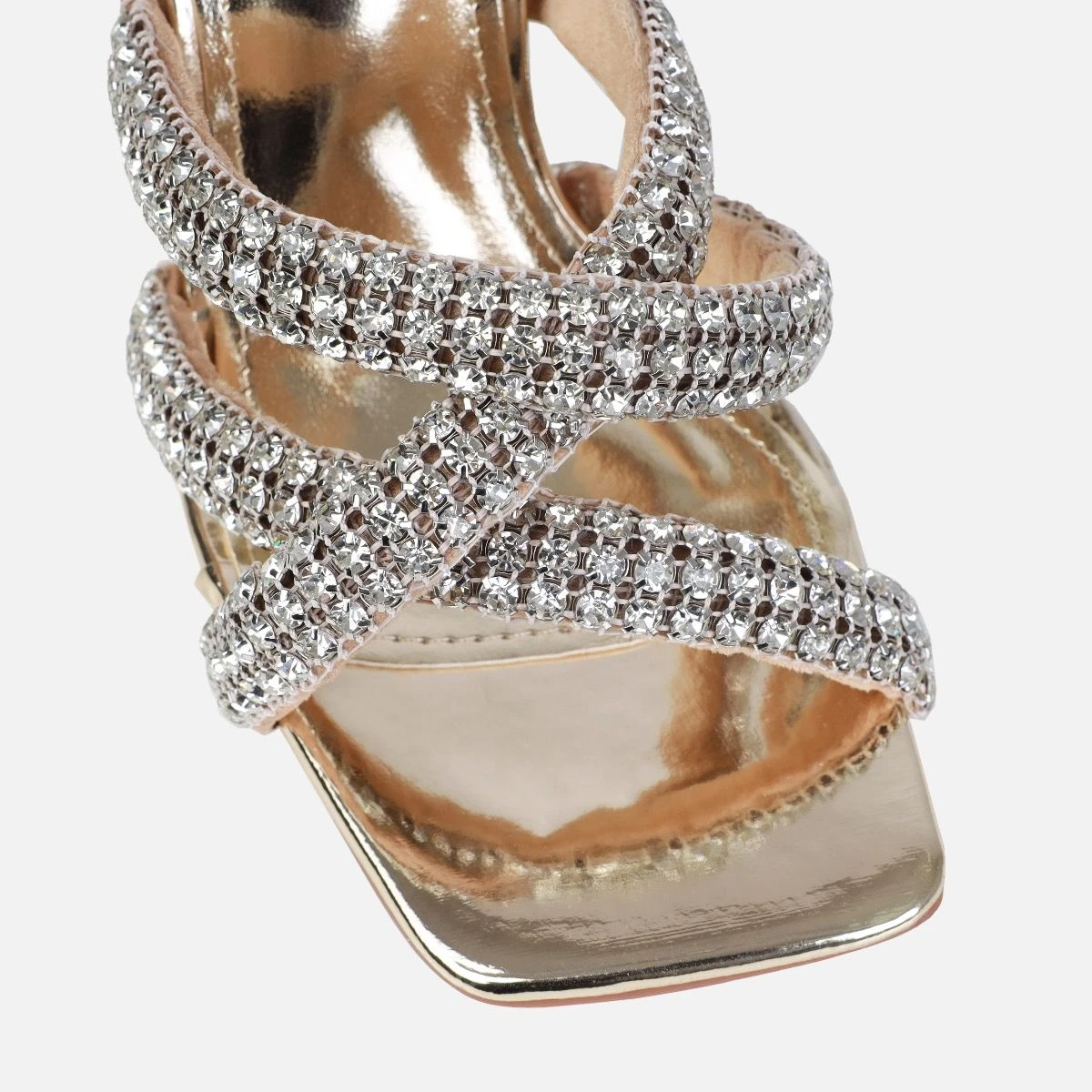 Davitah Gold Diamante Block Heel Mules - Image 4
