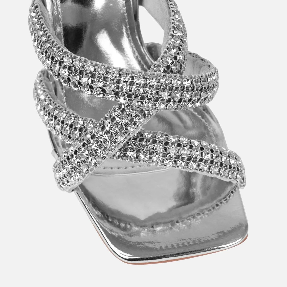 Davitah Silver Diamante Block Heel Mules - Image 4