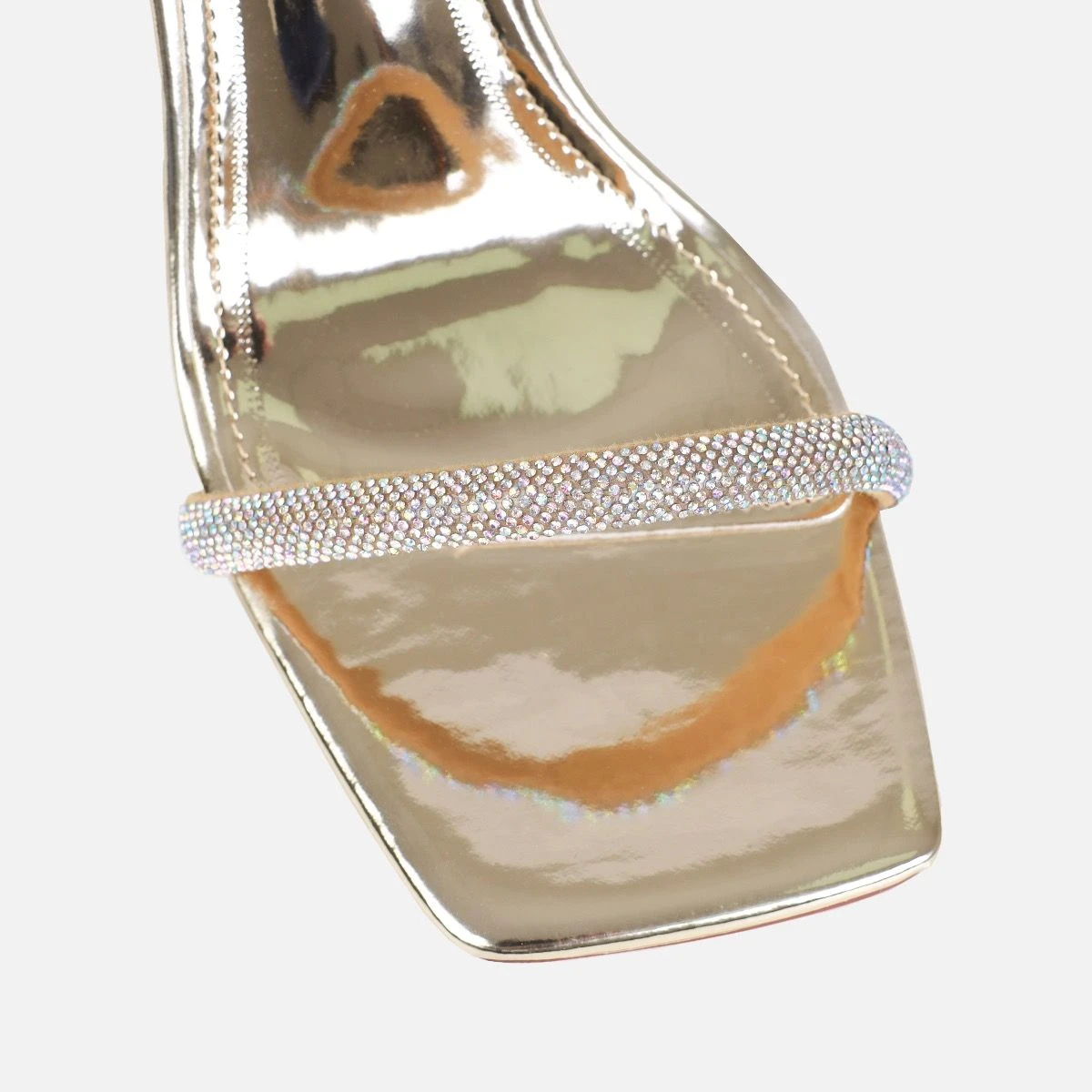 Ivani Gold Mirror Diamante Block Gem Heels - Image 4