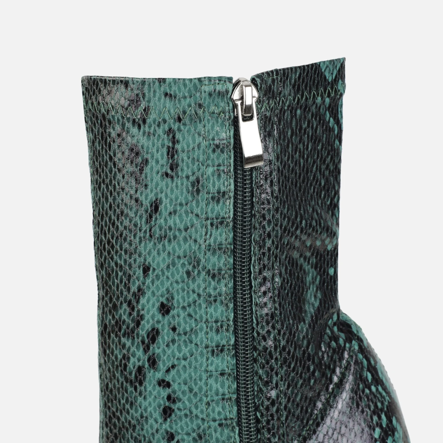 Foster Green Faux Snake Print Platform Block Heel Ankle Boots - Image 3