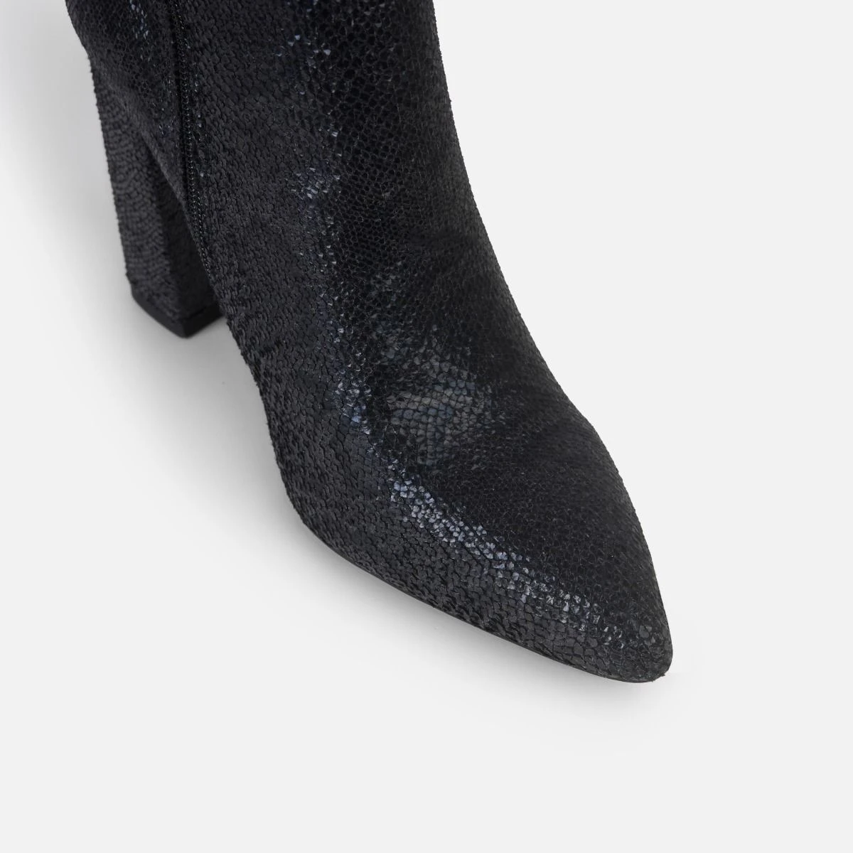 Kaa Black Faux Snake Print Block Heel Knee High Boots - Image 4