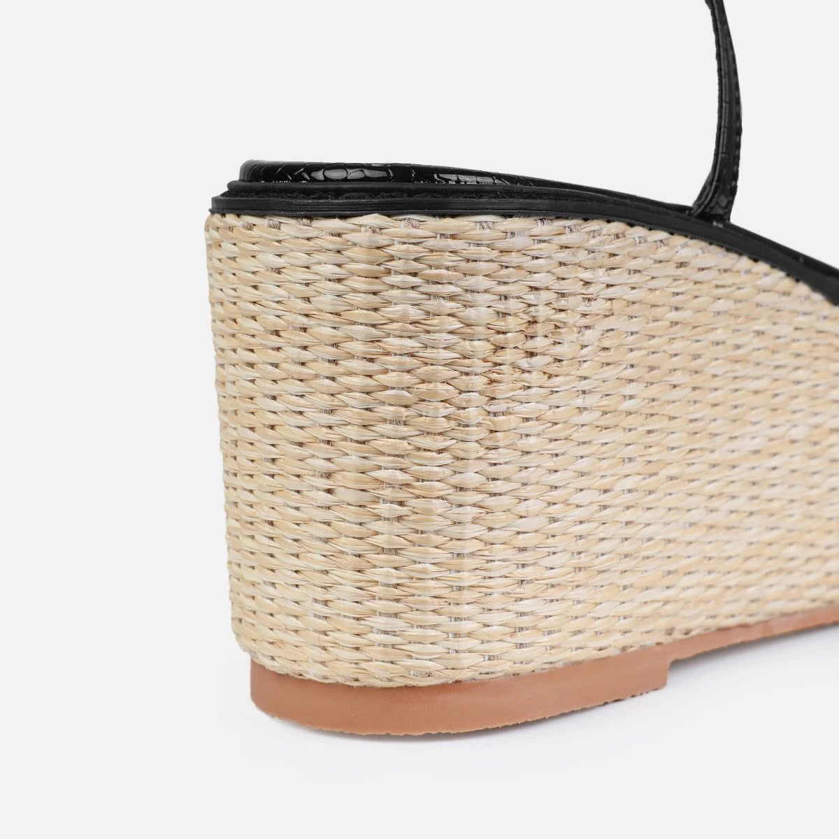 Kerensa Black Faux Snake Print Strappy Espadrille Wedges - Image 3