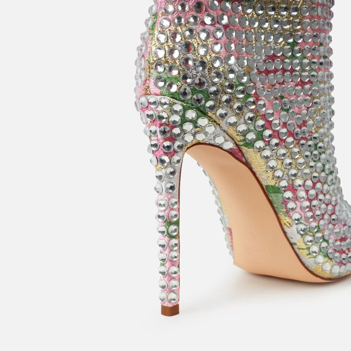 Seb Pink Floral Pattern Diamante Knee High Boots - Image 3