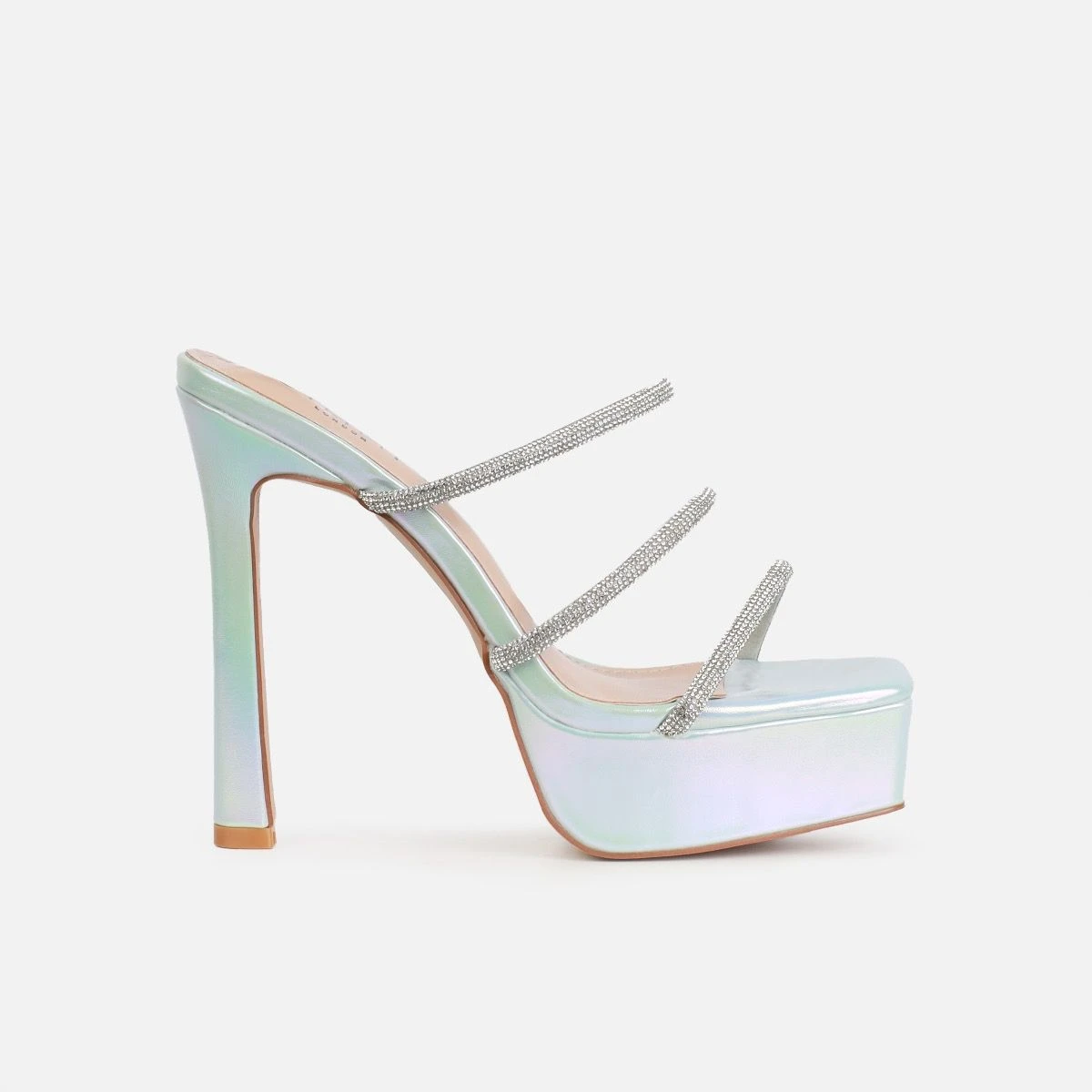 Laylani Blue Pearlised Diamante Platform Mules - Image 2