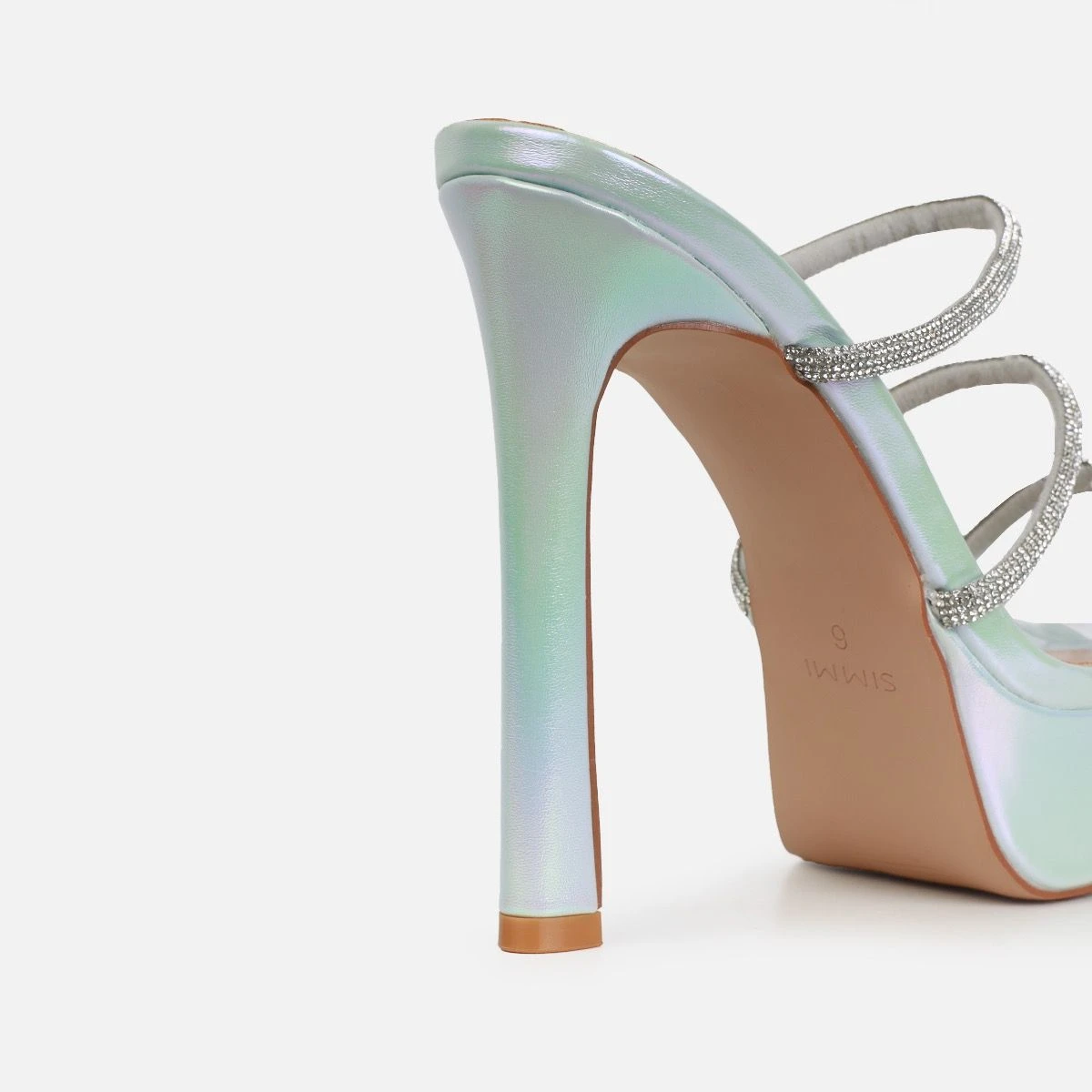 Laylani Blue Pearlised Diamante Platform Mules - Image 3