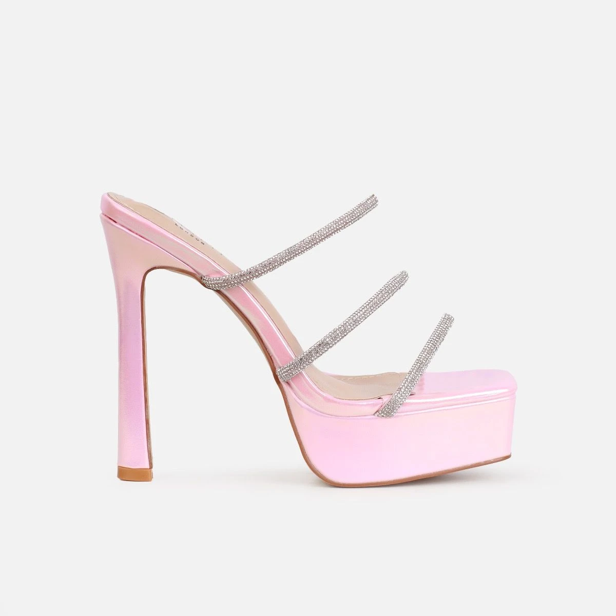 Laylani Pink Pearlised Diamante Platform Mules - Image 2