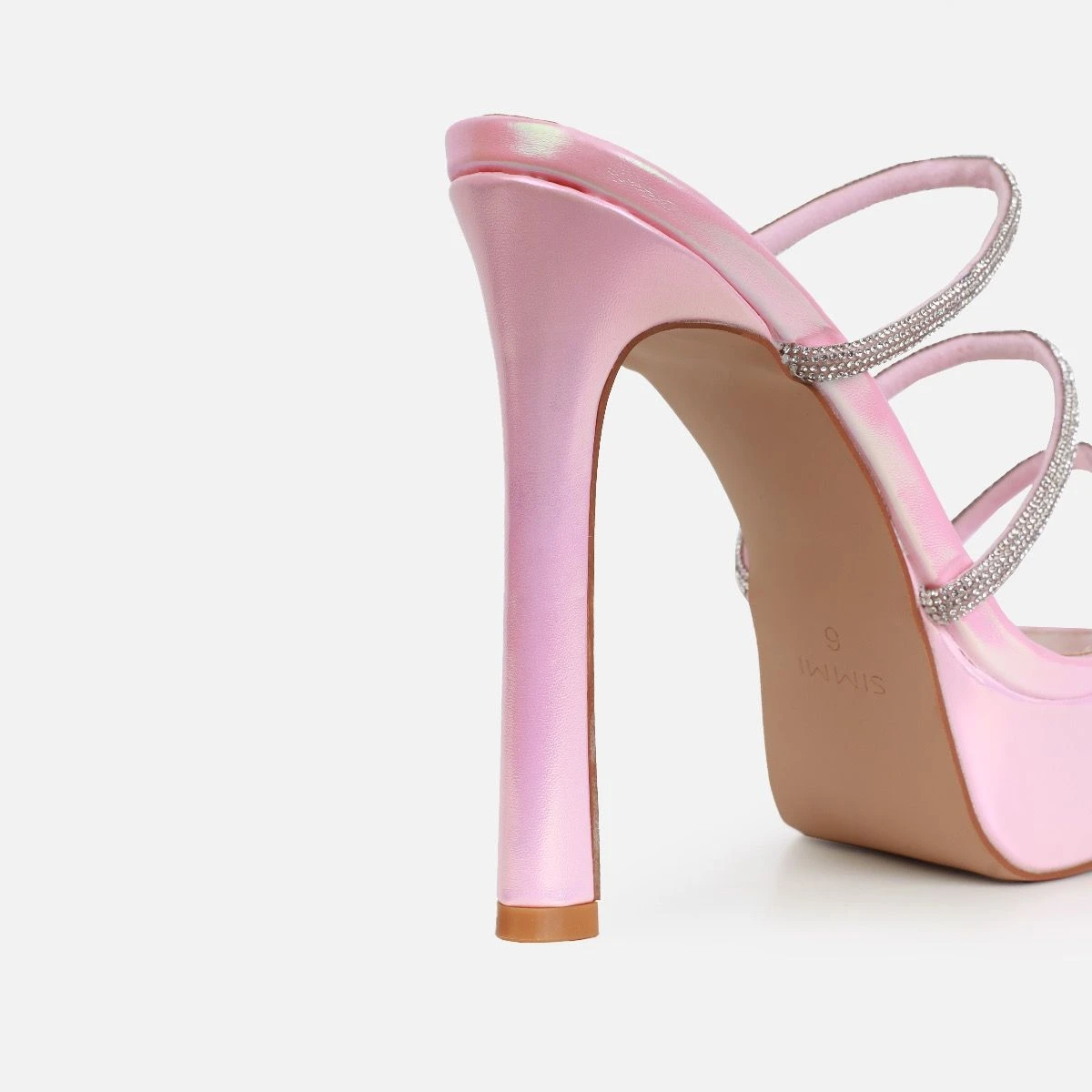Laylani Pink Pearlised Diamante Platform Mules - Image 3