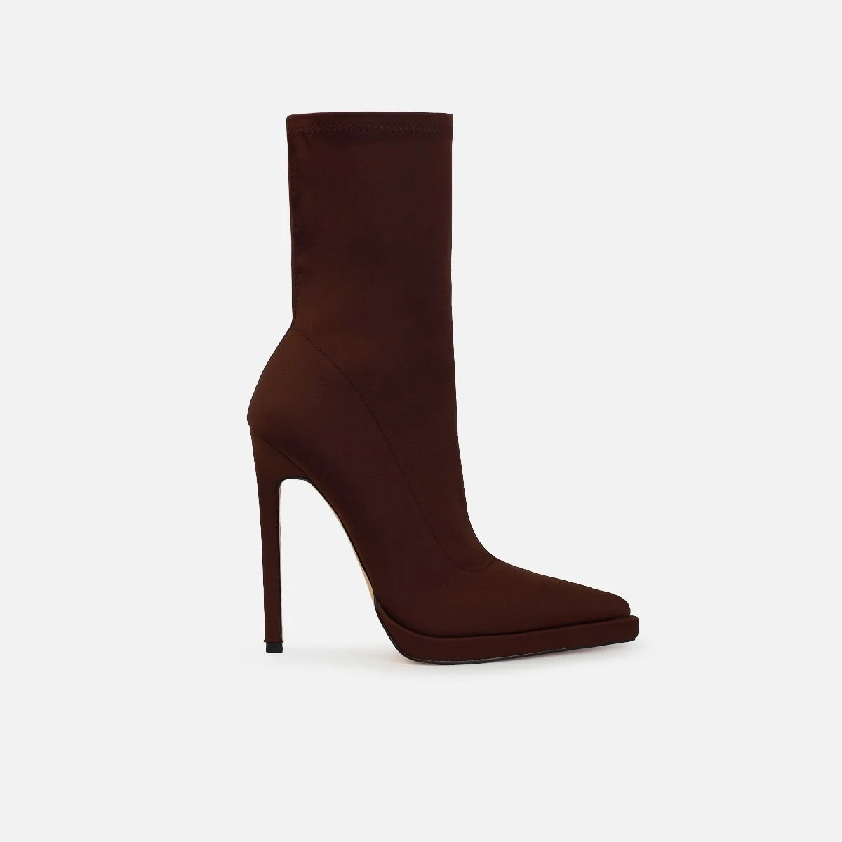 Lewin Brown Lycra Pointed Stiletto Ankle Boots - Image 2