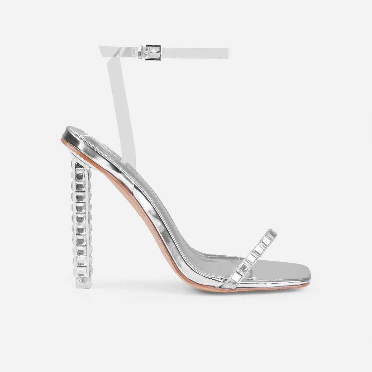 Maey Silver Clear Gem Stiletto Heels - Image 2