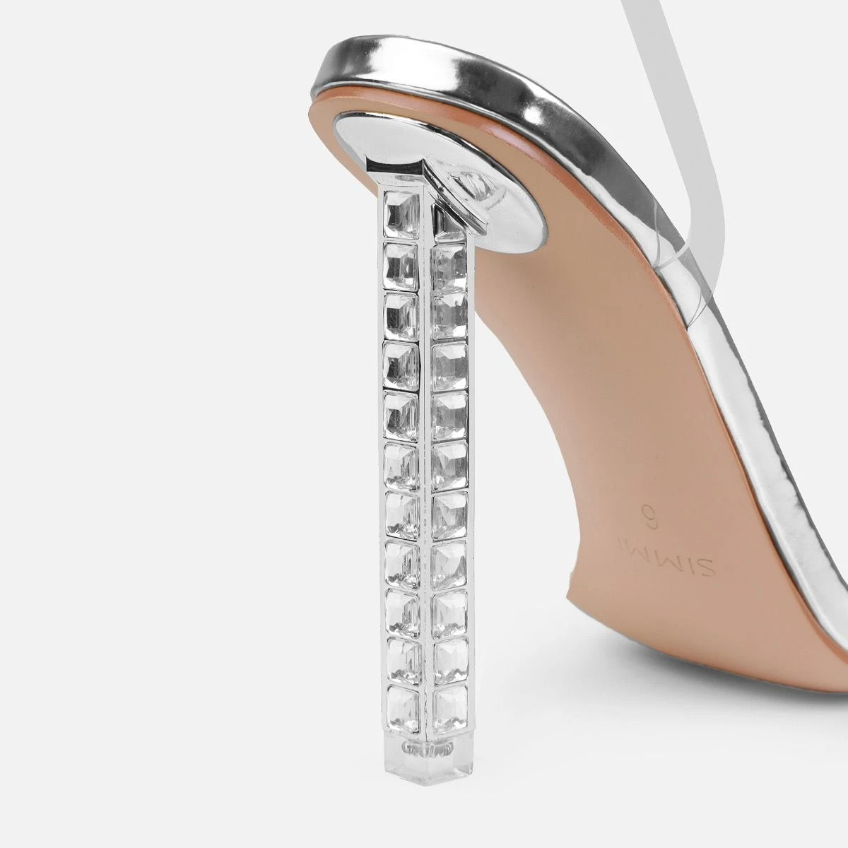 Maey Silver Clear Gem Stiletto Heels - Image 3