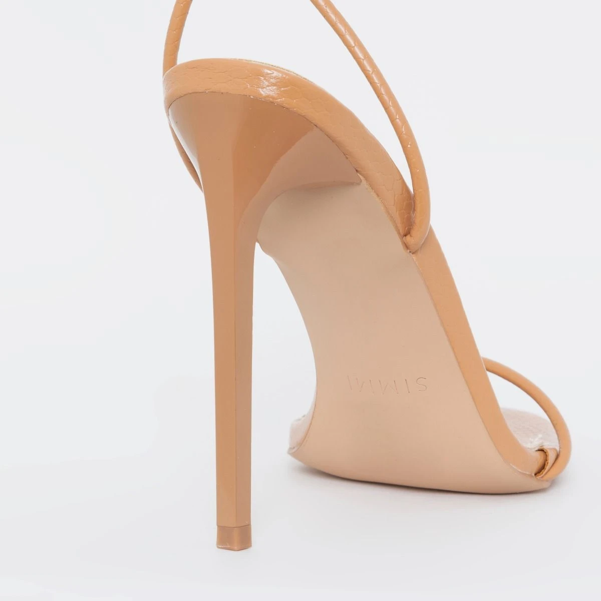 Shruti Nude Faux Snake Print Lace Up Stiletto Heels - Image 3