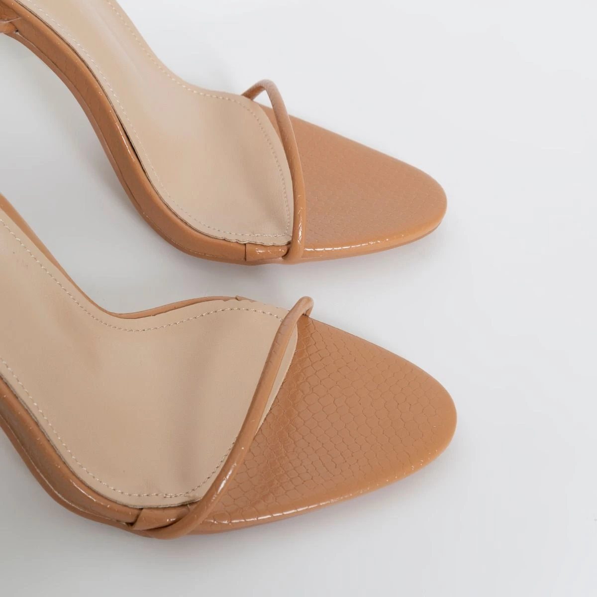 Shruti Nude Faux Snake Print Lace Up Stiletto Heels - Image 5