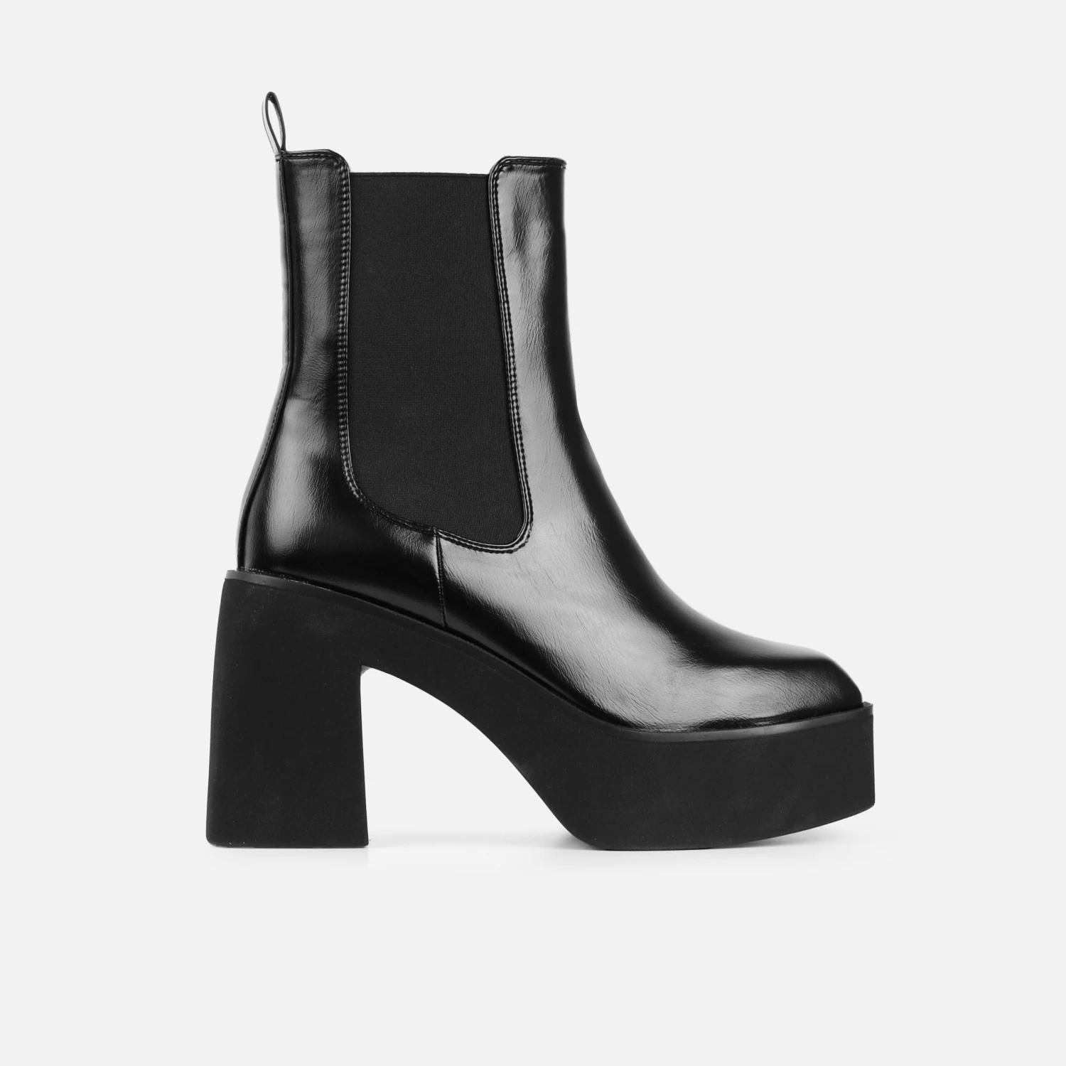 Maynard Black Shine Platform Block Heel Ankle Boots - Image 2