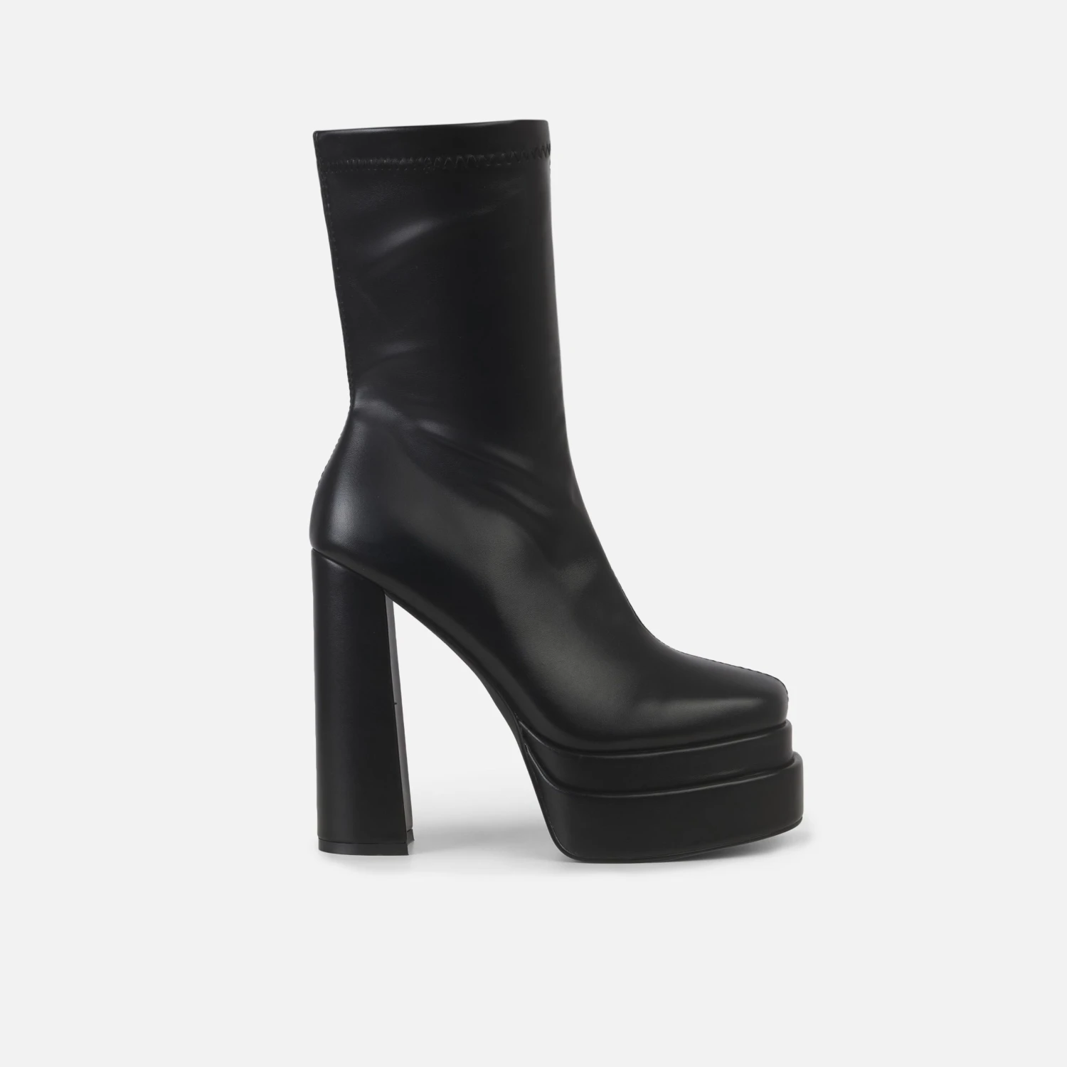 Martha Black Double Platform Block Heel Ankle Boots - Image 2