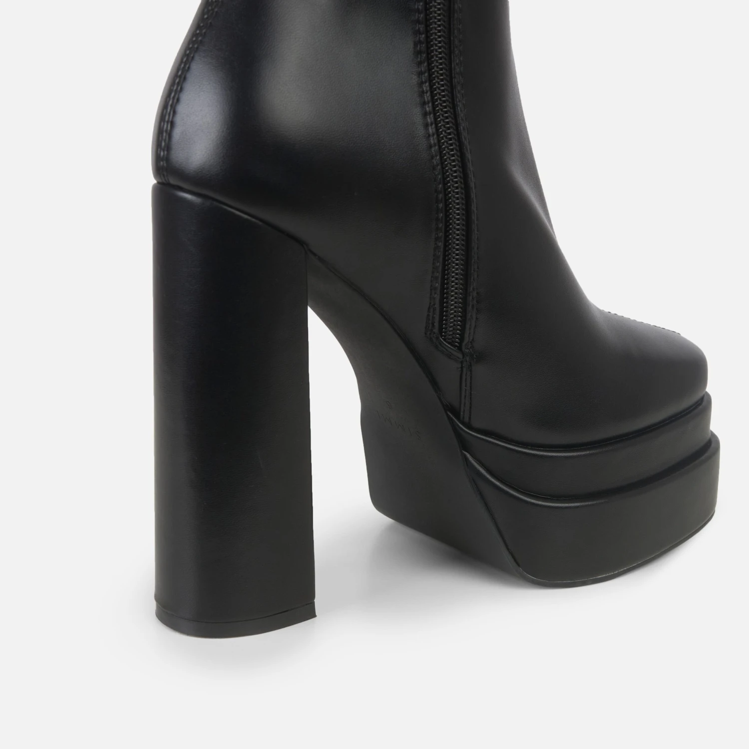Martha Black Double Platform Block Heel Ankle Boots - Image 4