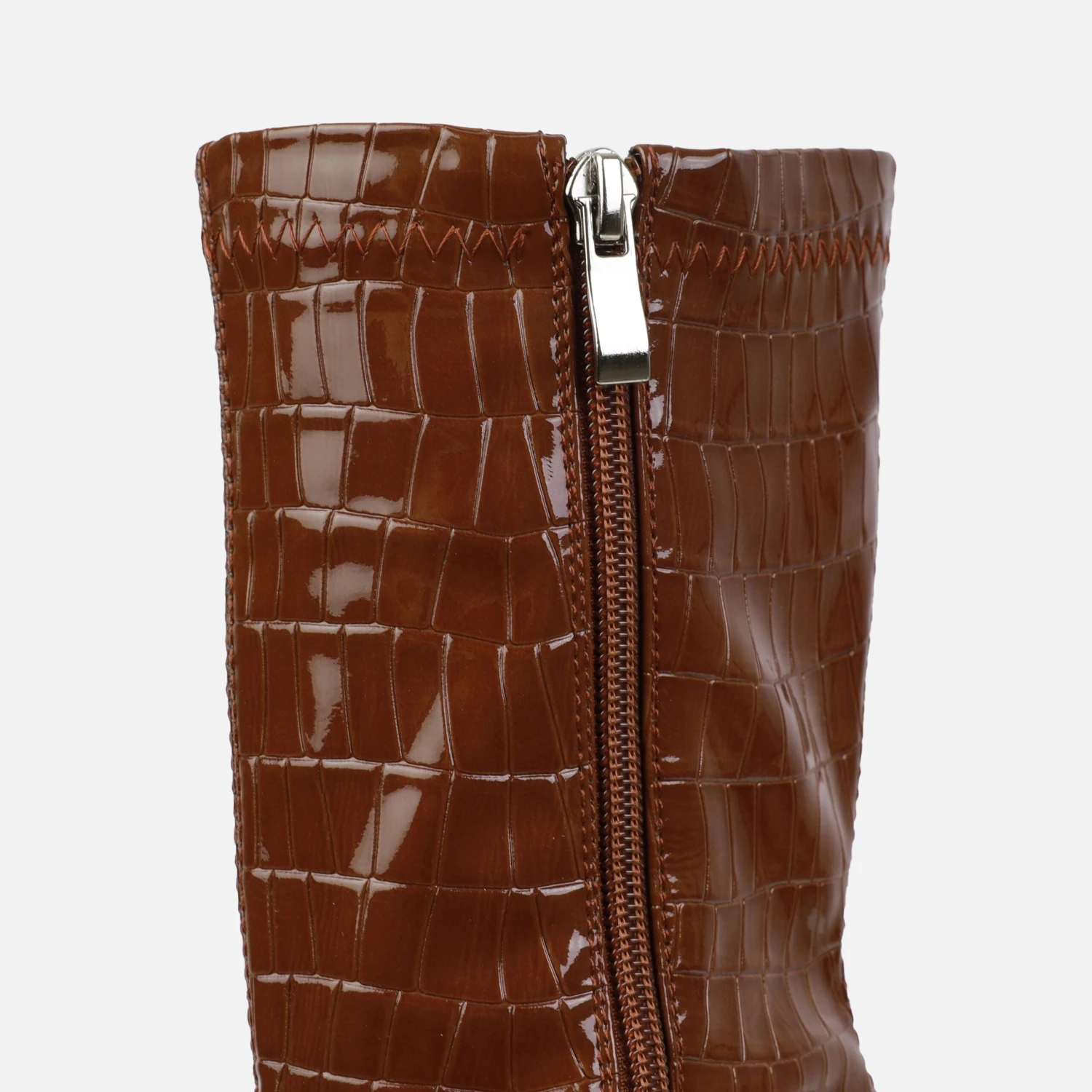 Tasha Ghouri Martha Brown Faux Croc Print Platform Ankle Boots - Image 5