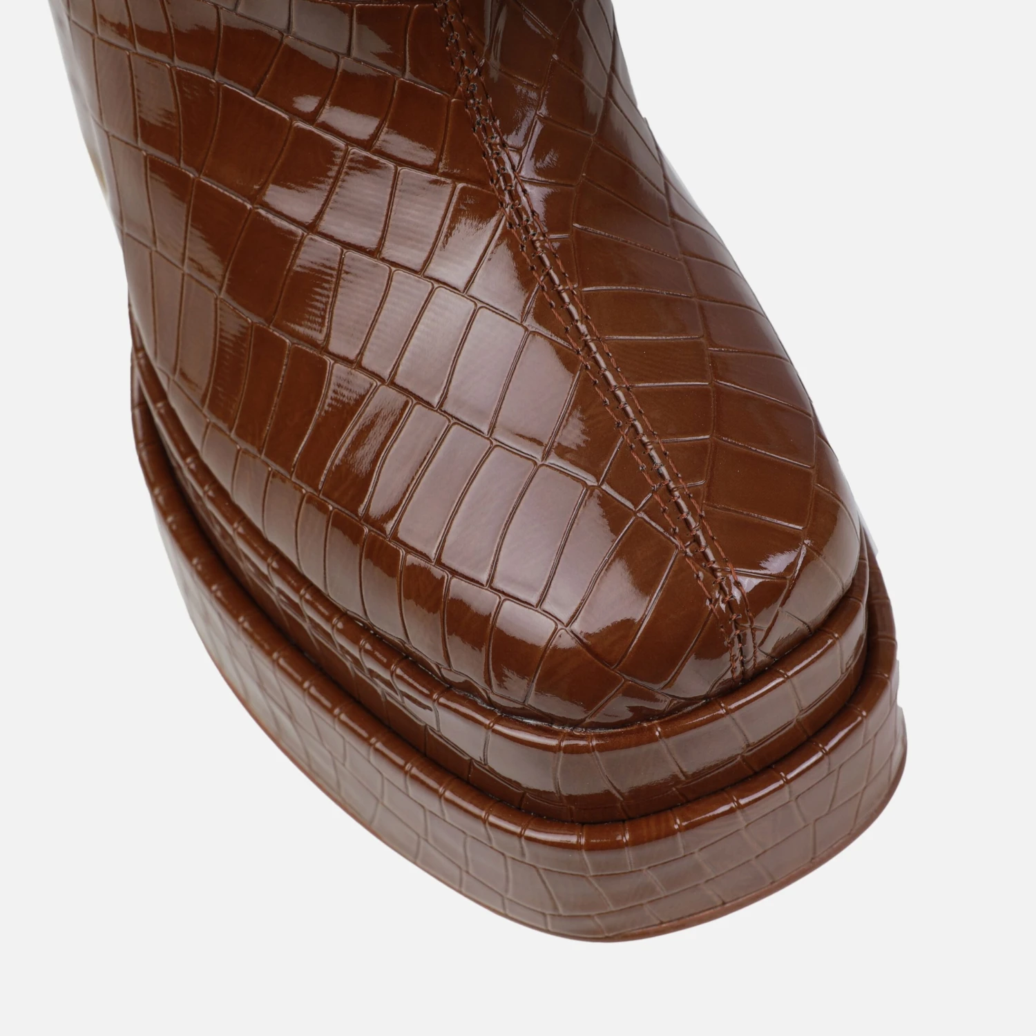 Tasha Ghouri Martha Brown Faux Croc Print Platform Ankle Boots - Image 4