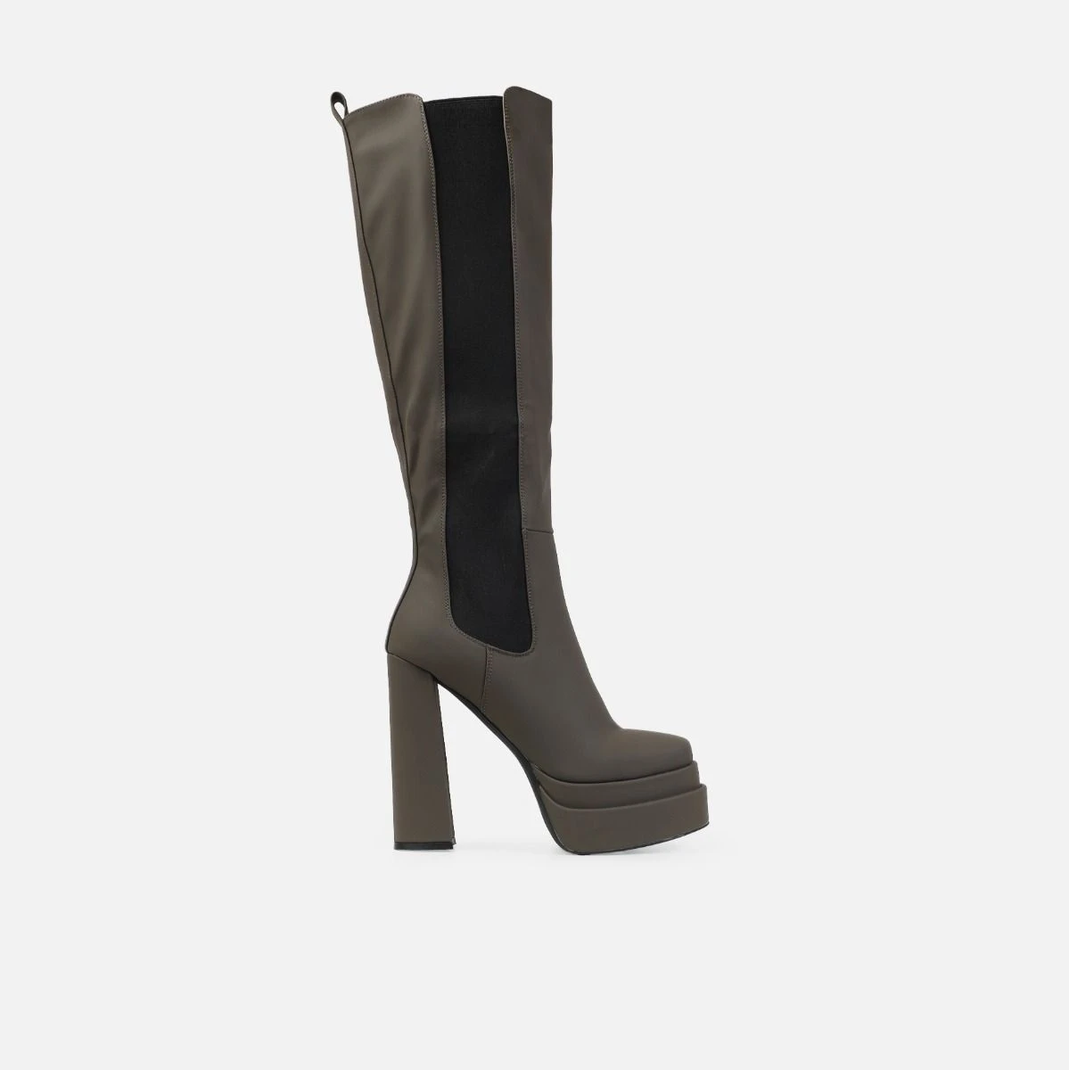 Tasha Ghouri Marcus Khaki Double Platform Knee High Boots - Image 3