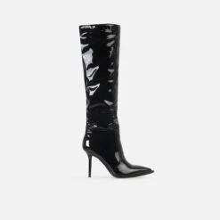Maude Black Patent Knee High Boots
