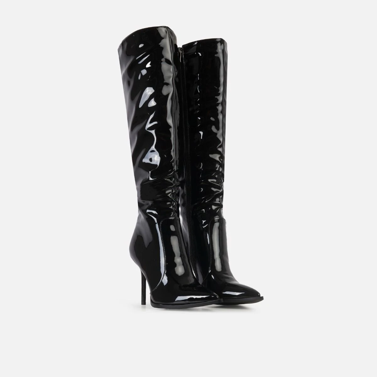 Maude Black Patent Knee High Boots - Image 2