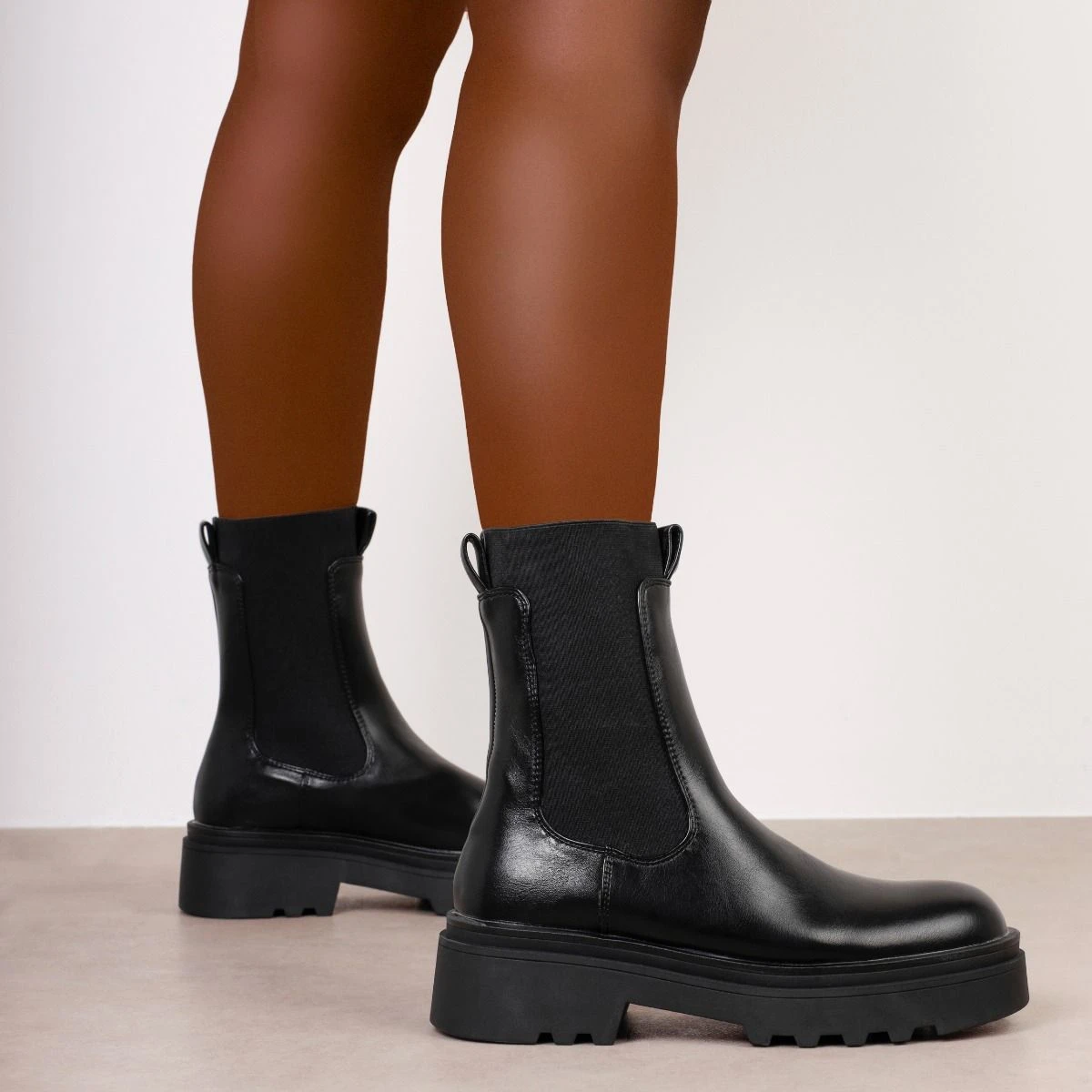 Rocky Black Stretch Insert Chunky Ankle Boots - Image 3