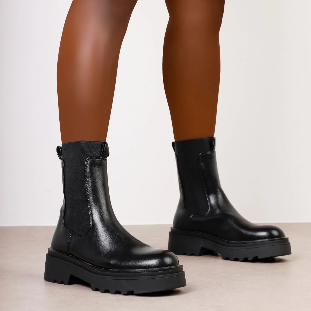 Rocky Black Stretch Insert Chunky Ankle Boots - Image 2