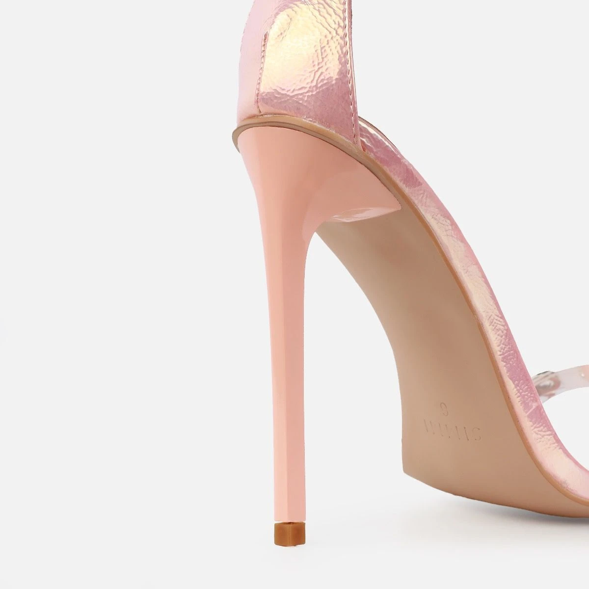 Bow Pink Iridescent Diamante Bow Trim Heels - Image 3