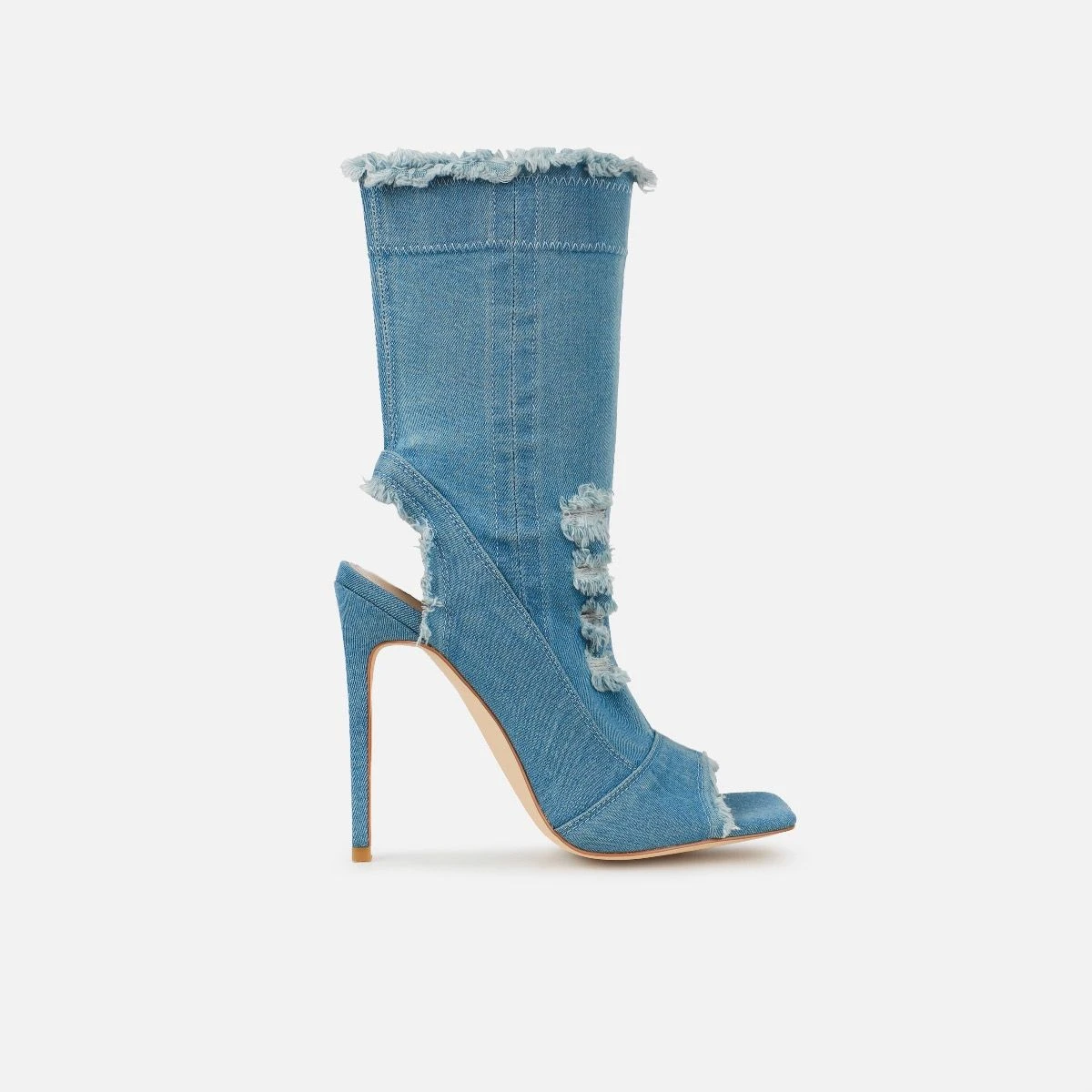 Andreas Blue Denim Open Toe Stiletto Ankle Boots - Image 2