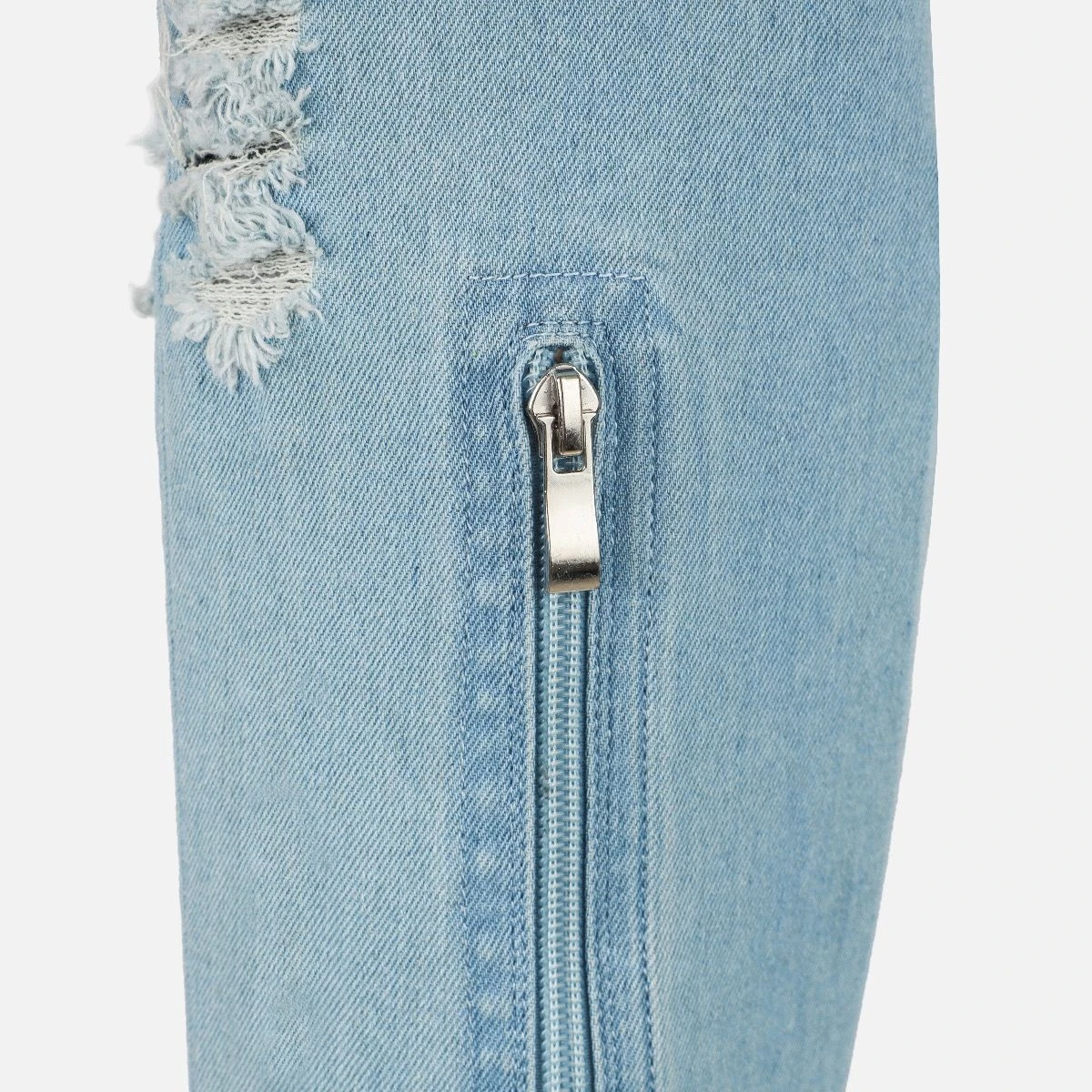 Dimitri Blue Denim Open Toe Stiletto Thigh High Boots - Image 3