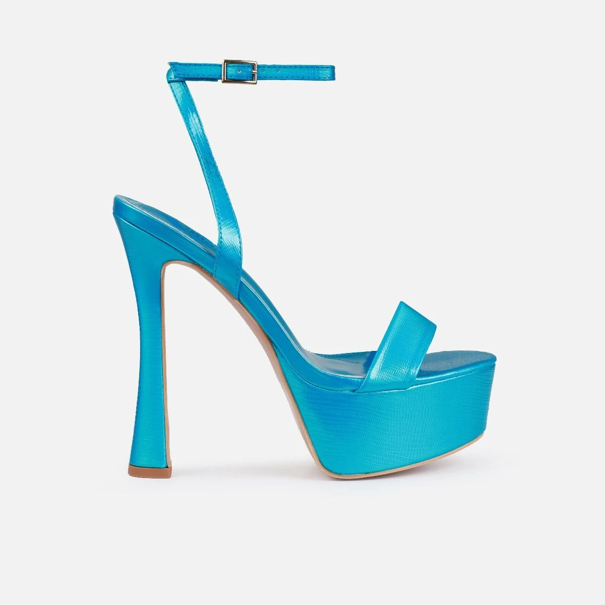 Nalini Blue Faux Lizard Print Platform Heels - Image 2