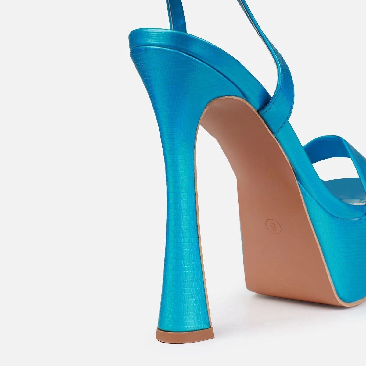 Nalini Blue Faux Lizard Print Platform Heels - Image 3