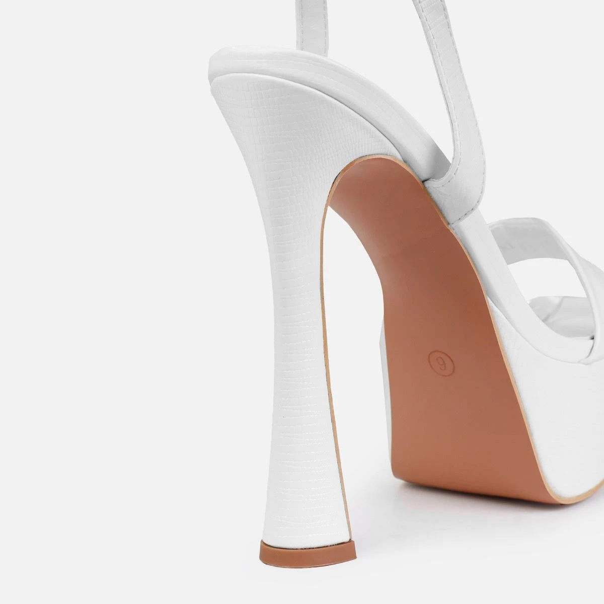 Nalini White Faux Lizard Print Platform Heels - Image 3