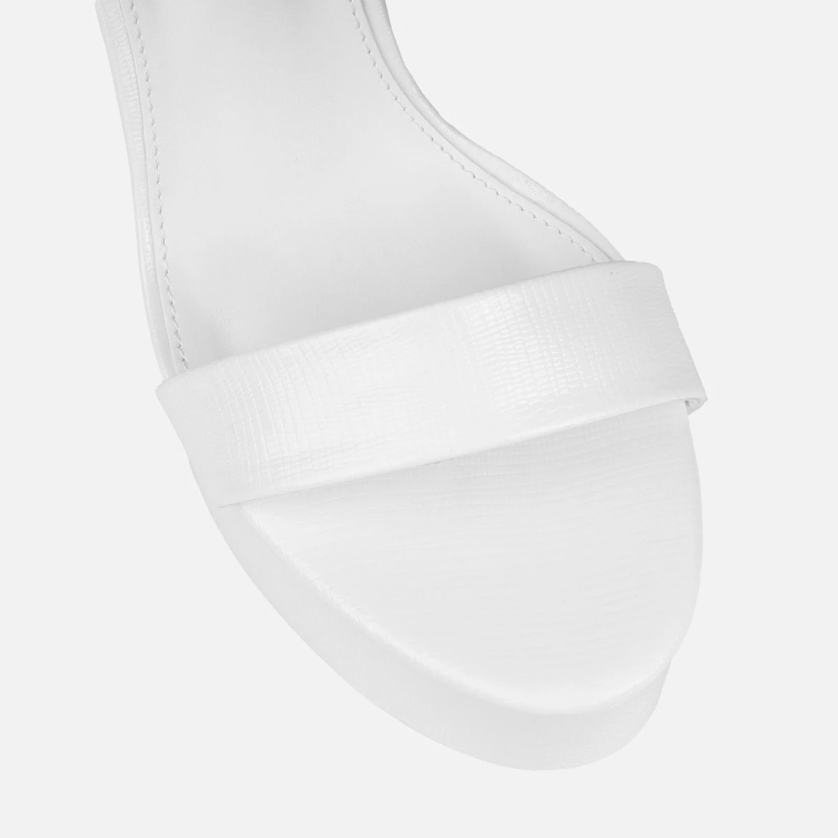 Nalini White Faux Lizard Print Platform Heels - Image 4