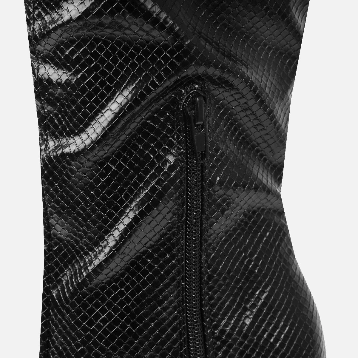 Nash Black Faux Snake Print Stiletto Knee High Boots - Image 2