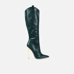 Nash Green Faux Snake Print Stiletto Knee High Boots