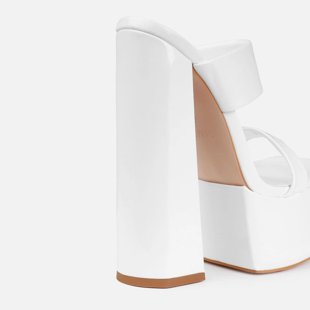 Nika White Patent Platform Block Heel Mules - Image 3