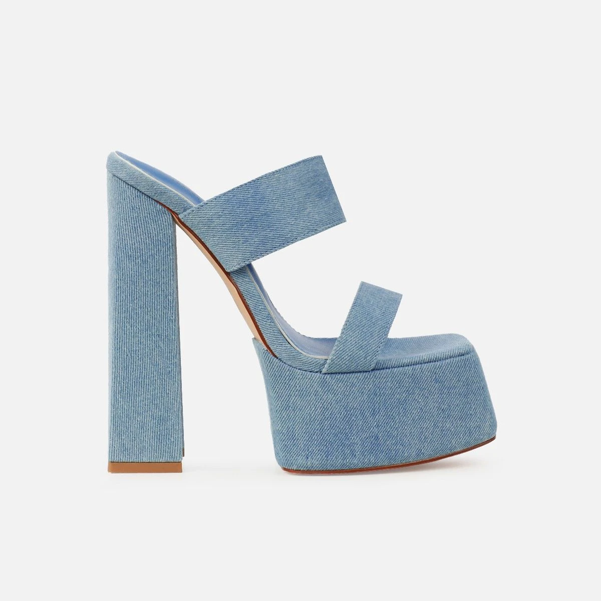 Freyja Washed Denim Platform Heeled Sandals - Image 2
