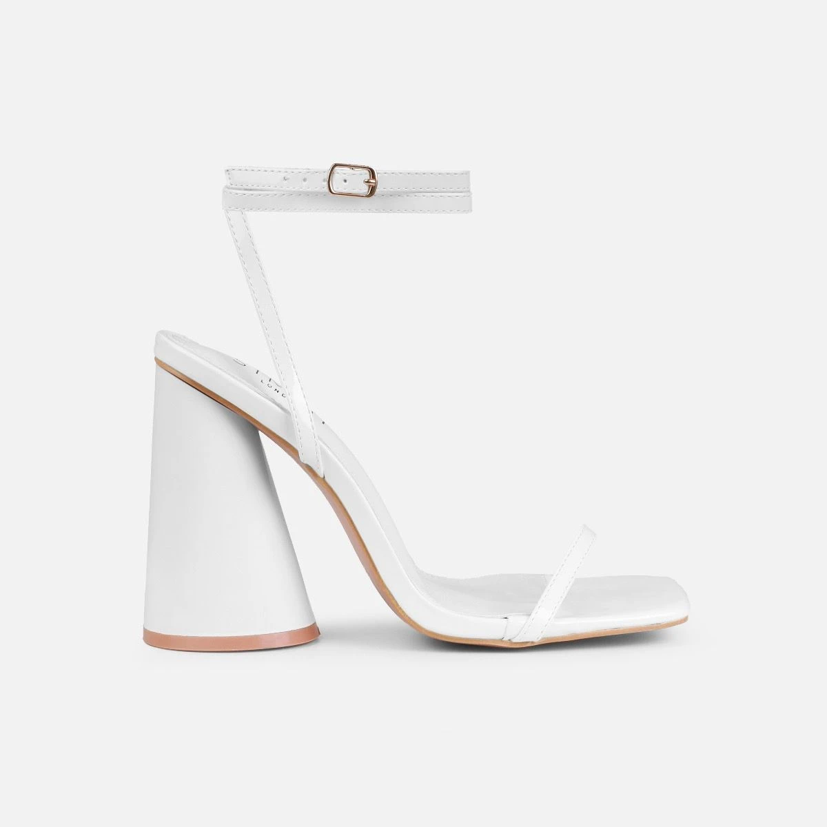 Nikitay White Round Block Strappy Heels - Image 2