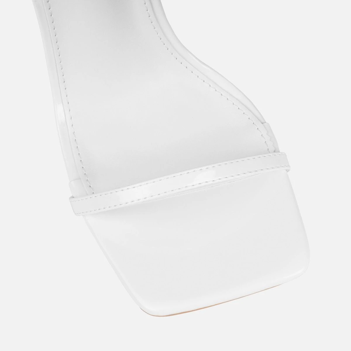 Nikitay White Round Block Strappy Heels - Image 4