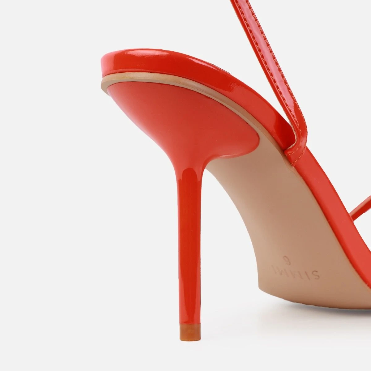 Niko Orange Patent Barely There Stiletto Heels - Image 3