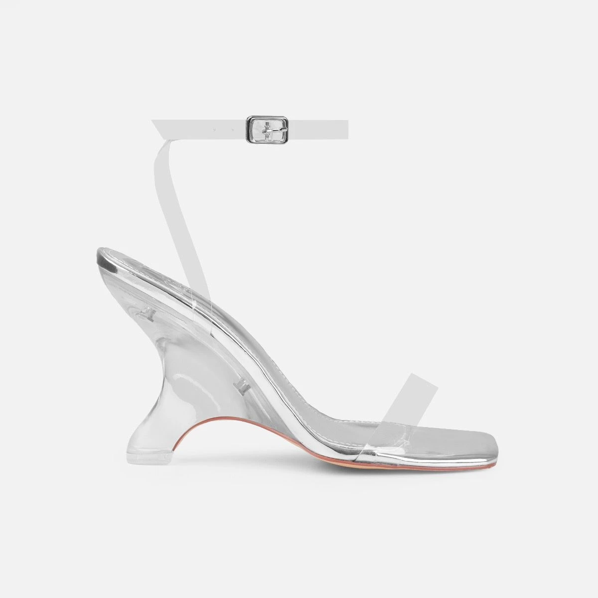 Tasha Ghouri Noana Silver Patent Clear Wedges - Image 2