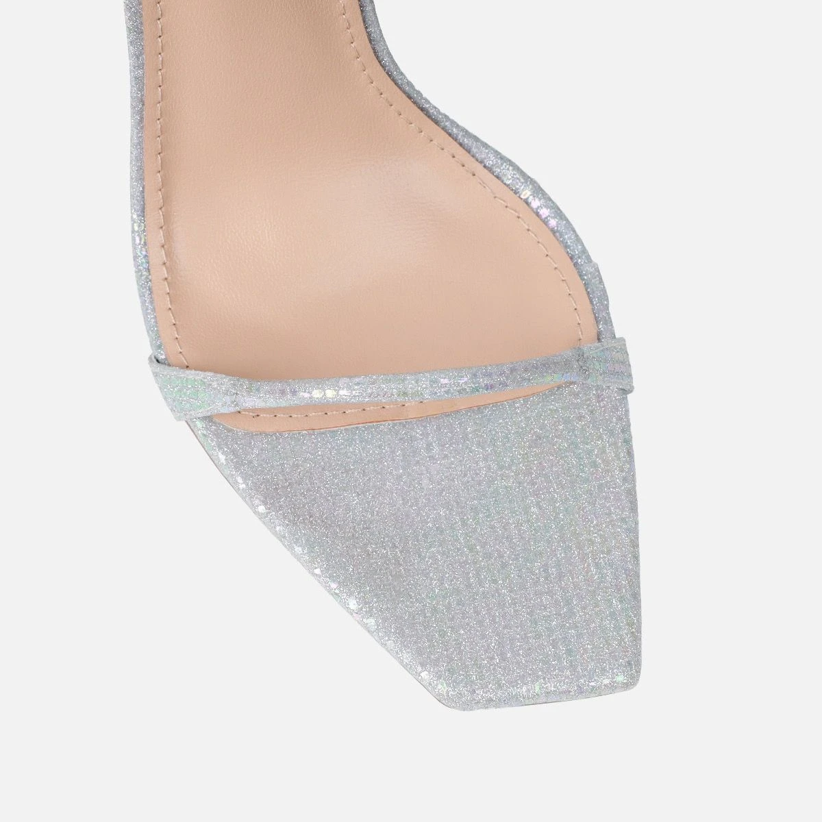 Moon Silver Shimmer Stiletto Heeled Sandals - Image 4