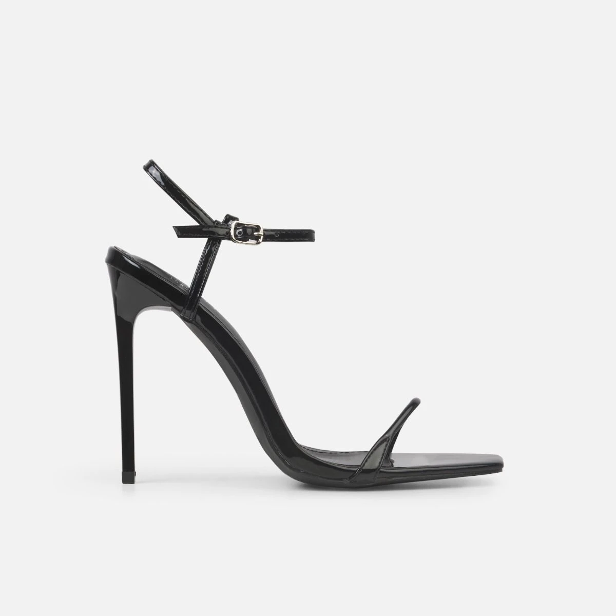 Nolan Black Strappy Square Toe Stiletto Heels - Image 2