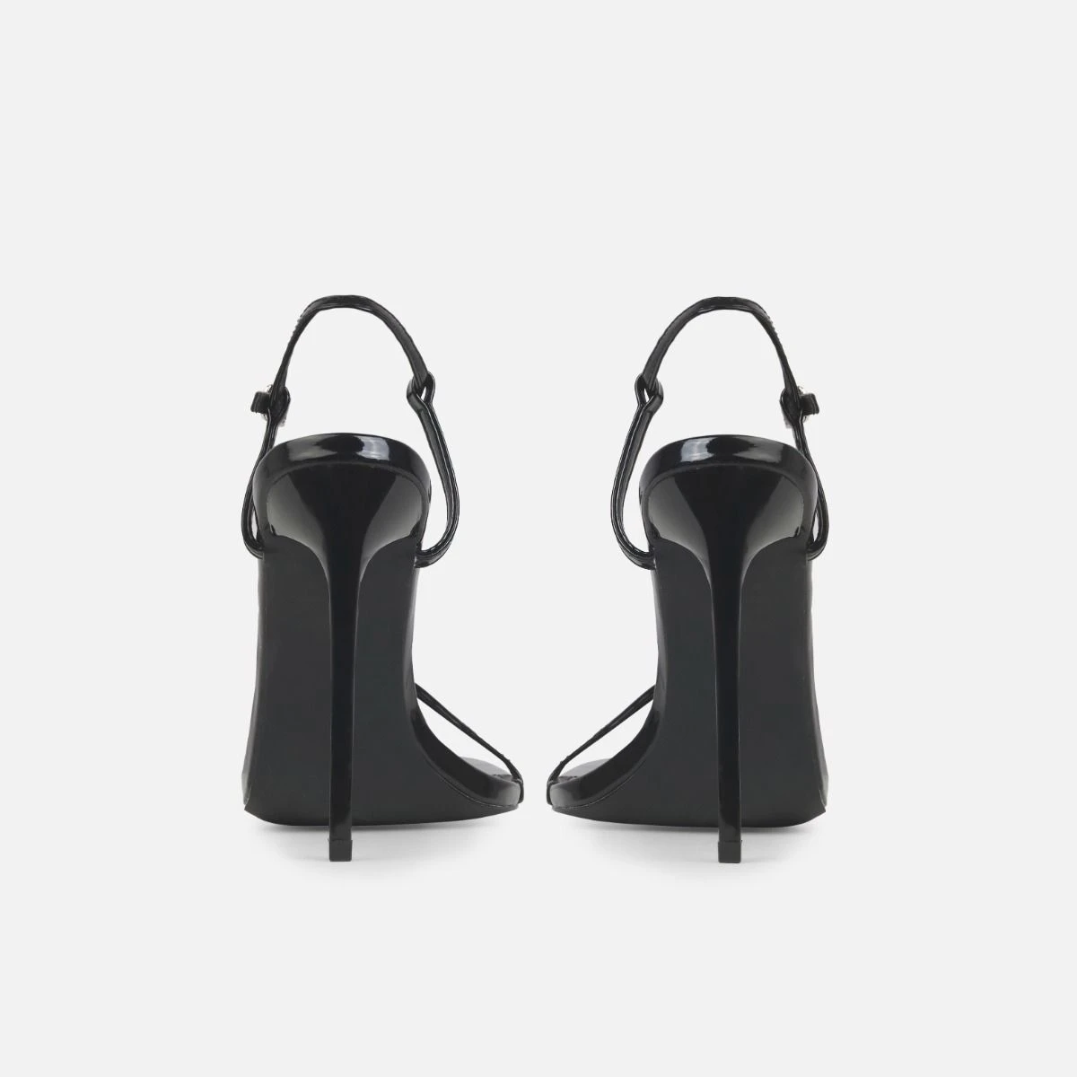 Nolan Black Strappy Square Toe Stiletto Heels - Image 3