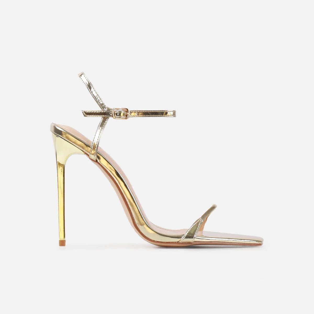 Nolan Gold Strappy Square Toe Stiletto Heels - Image 2