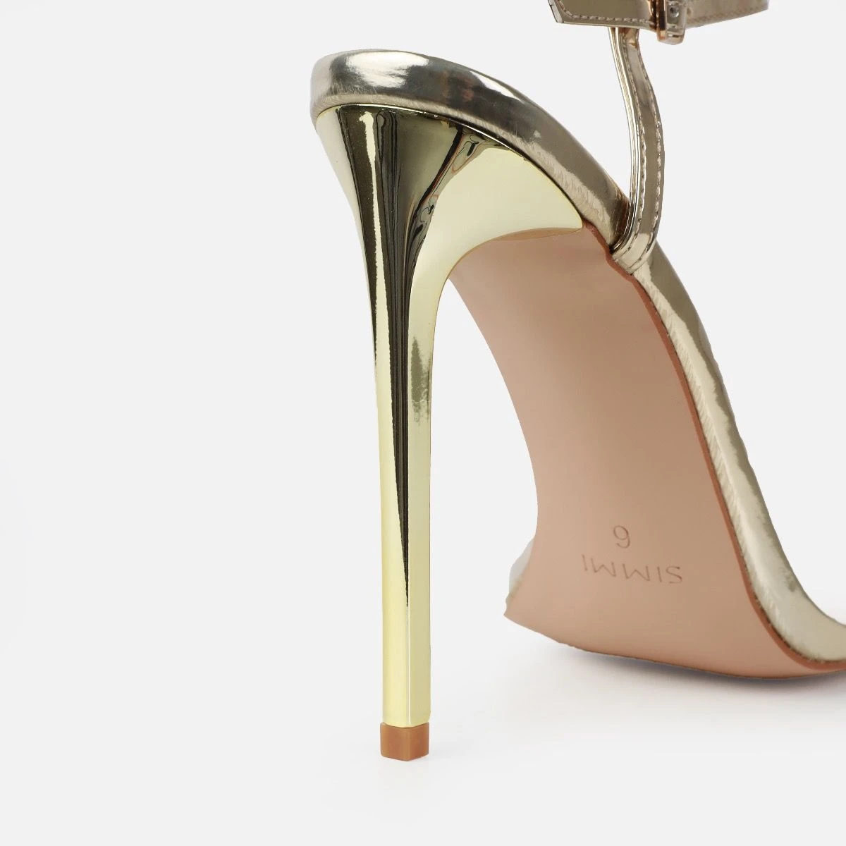 Nolan Gold Strappy Square Toe Stiletto Heels - Image 3